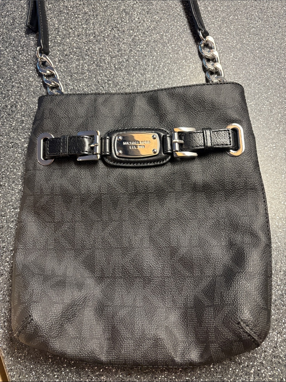Michael Kors Black Logo Chain-Strap Messenger Bag